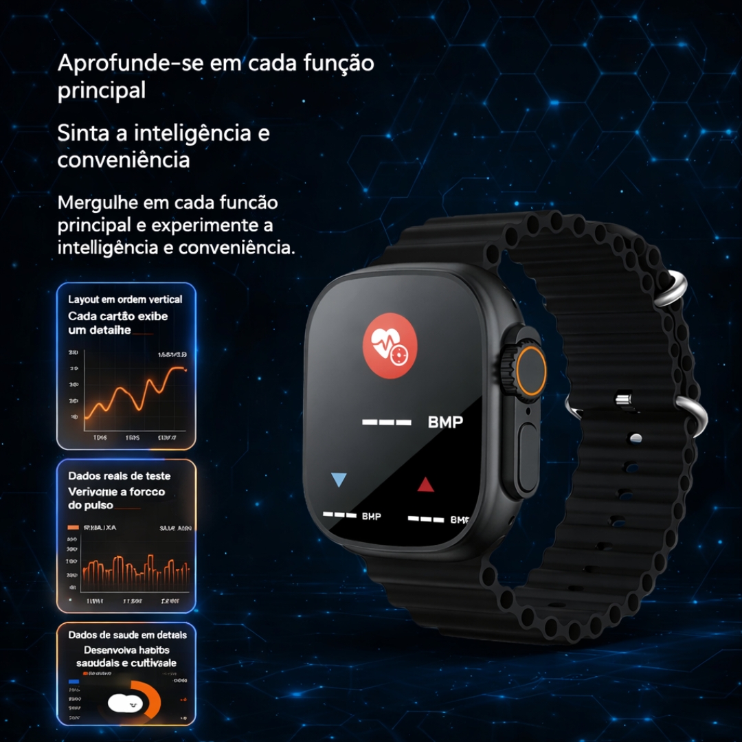 Smartwatch C11 Ultra 49mm Serie 11 Jogos Pulseira Extra Lançamento - Imagem 10