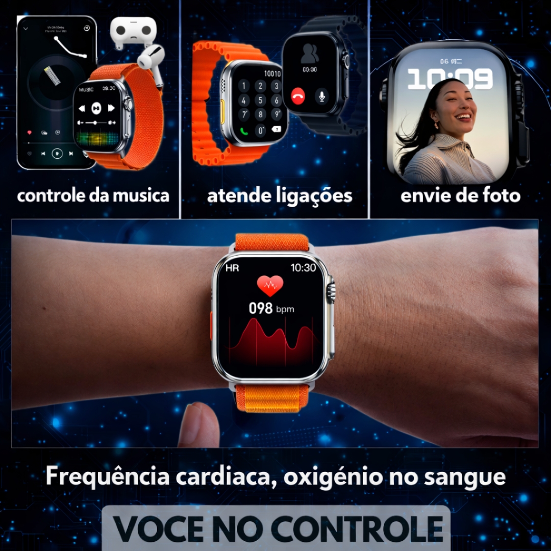 Smartwatch C11 Ultra 49mm Serie 11 Jogos Pulseira Extra Lançamento - Imagem 7